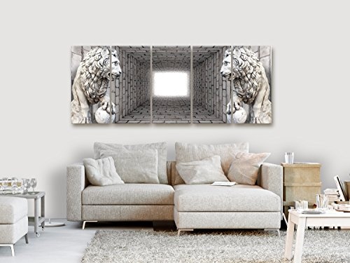 murando - Bilder 3D Effekt 225x90 cm Vlies Leinwandbild 5 TLG Kunstdruck modern Wandbilder XXL Wanddekoration Design Wand Bild - Löwe d-A-0036-b-m