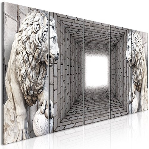 murando - Bilder 3D Effekt 225x90 cm Vlies Leinwandbild 5 TLG Kunstdruck modern Wandbilder XXL Wanddekoration Design Wand Bild - Löwe d-A-0036-b-m