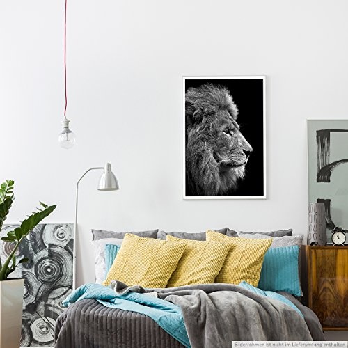 Sinus Art Kunst Leinwandbild - Tierfotografie - Mächtiger Löwenkopf- Fotodruck in gestochen scharfer Qualität