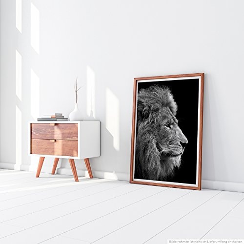 Sinus Art Kunst Leinwandbild - Tierfotografie - Mächtiger Löwenkopf- Fotodruck in gestochen scharfer Qualität