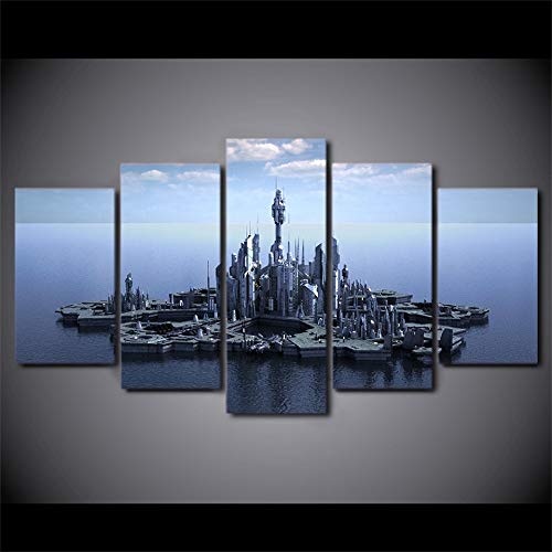 UGHJB Hd Gedruckt 5 Stück Leinwand Kunst Stargate Atlantis Leinwandbilder Wandbilder Für Wohnzimmer Moderne-A