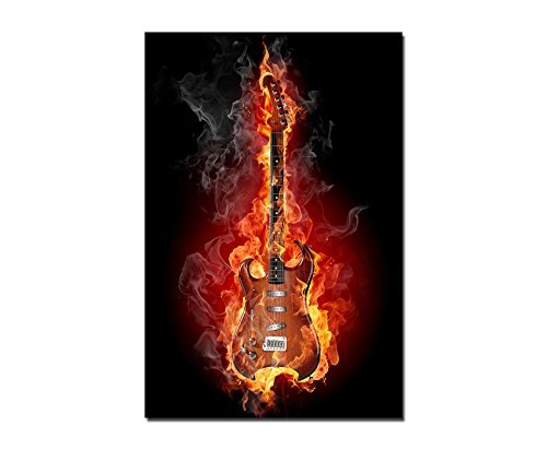 Paul Sinus Art 120x60cm - WANDBILD Gitarre Feuer Rauch...