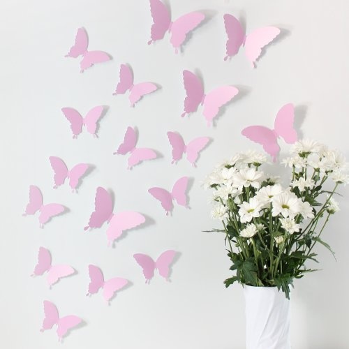 Wandkings Schmetterlinge im 3D-Style in ROSA, 12...