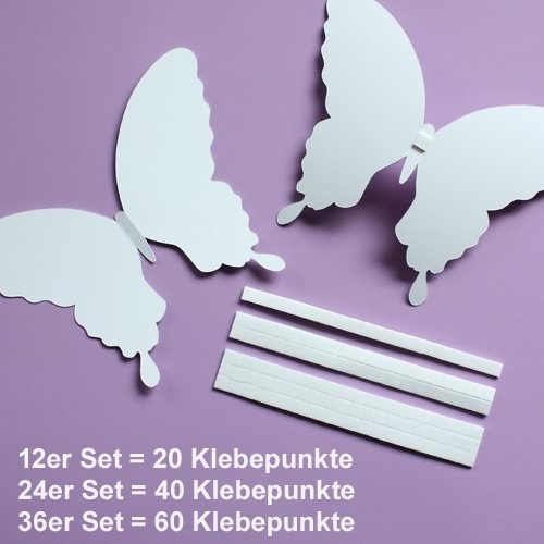 Wandkings Schmetterlinge im 3D-Style in ROSA, 12 Stück, Wanddekoration mit Klebepunkten zur Fixierung