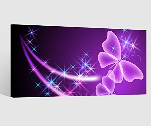 Leinwandbild lila Sterne Schmetterling Kinderzimmer Bild Wandbild Kunstdruck vom Hersteller 9AB2224, Leinwand Größe 1:80x40cm