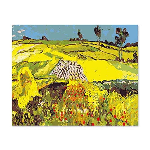 EUFJSDHF Digitales Malen Digital-Ölfarbe Van Gogh-Landschaftsfeld-Weizenmalereien Durch Zahlen Auf Leinwandbild