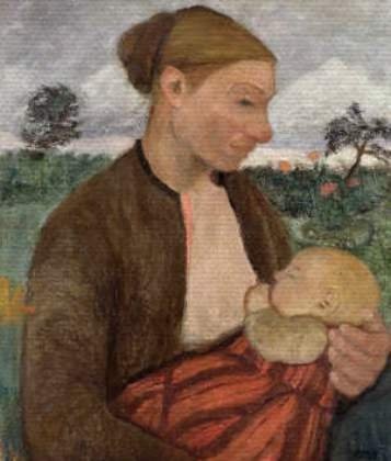 Leinwandbild auf Keilrahmen: Paula Modersohn-Becker, "Mother and Child, 1903", 56 x 66