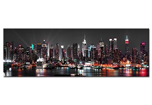 murando - Bilder New York 120x40 cm - Leinwandbilder - Fertig Aufgespannt - Vlies Leinwand - 1 Teilig - Wandbilder XXL - Kunstdrucke - Wandbild - Skyline New York NY Stadt City d-B-0087-b-a