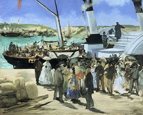 JH Lacrocon Édouard Manet - Abfahrt des Folkestones Boot 1869 Leinwandbilder Reproduktionen Gerollte 90X75 cm - Genre Gemälde Gedruckt Wandkunst