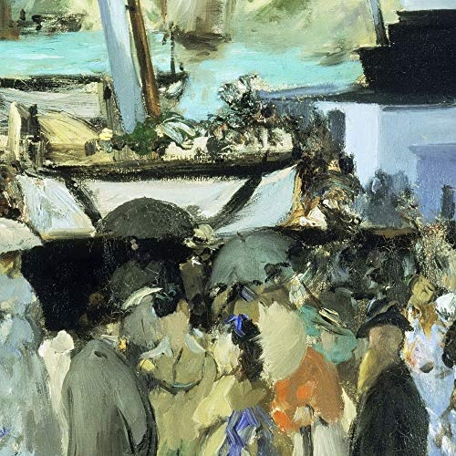 JH Lacrocon Édouard Manet - Abfahrt des Folkestones Boot 1869 Leinwandbilder Reproduktionen Gerollte 90X75 cm - Genre Gemälde Gedruckt Wandkunst