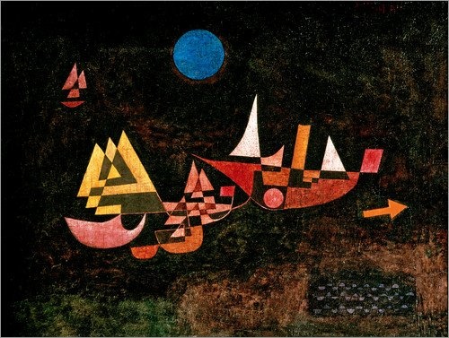 Posterlounge Leinwandbild 160 x 120 cm: Abfahrt der Schiffe von Paul Klee/akg-Images - fertiges Wandbild, Bild auf Keilrahmen, Fertigbild auf echter Leinwand, Leinwanddruck