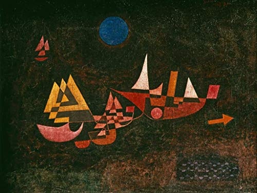 kunst für alle Leinwandbild: Paul Klee Abfahrt der Schiffe - hochwertiger Druck, Leinwand auf Keilrahmen, Bild fertig zum Aufhängen, 60x45 cm