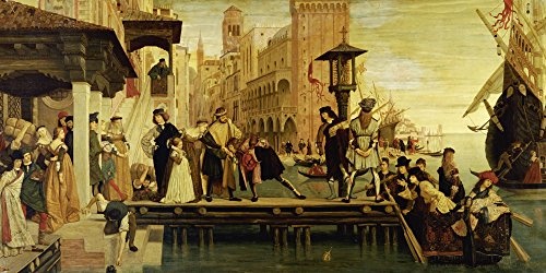 Artland Qualitätsbilder I Bild auf Leinwand Leinwandbilder Wandbilder 60 x 30 cm Menschen Gruppen Familien Malerei Braun A2VG Die Abfahrt des verlorenen Kindes von Venedig