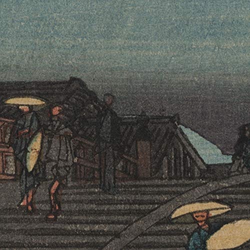 Utagawa Hiroshige I - Nihonbashi Akebono Zu Dreiundfünfzig Stationen Tokaido Straße Leinwandbilder Reproduktionen Gerollte 90X65 cm - Landschaft Gemälde Japan Ukiyo-e Gedruckt Wandkunst