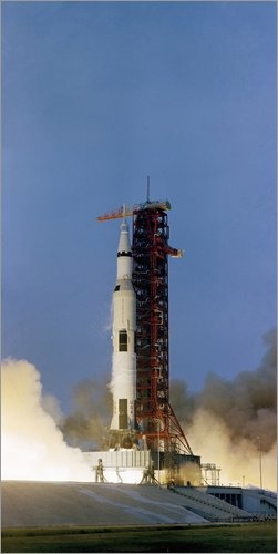 Leinwandbild 90 x 180 cm: Start der Apollo 13 vom Kennedy Space Center von Stocktrek Images / Stocktrek Images - fertiges Wandbild, Bild auf Keilrahmen, Fertigbild auf echter Leinwand, Leinwanddruck