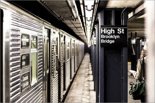 Posterlounge Leinwandbild 90 x 60 cm: New York City Subway von Sascha Kilmer - fertiges Wandbild, Bild auf Keilrahmen, Fertigbild auf echter Leinwand, Leinwanddruck