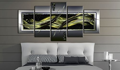 murando - Bilder 200x100 cm Vlies Leinwandbild 5 TLG Kunstdruck modern Wandbilder XXL Wanddekoration Design Wand Bild - Abstrakt braun schwarz Gold violett grün Geld a-A-0034-b-p