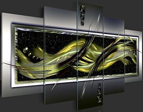 murando - Bilder 200x100 cm Vlies Leinwandbild 5 TLG Kunstdruck modern Wandbilder XXL Wanddekoration Design Wand Bild - Abstrakt braun schwarz Gold violett grün Geld a-A-0034-b-p