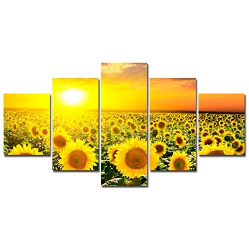 Lingula Art Leinwandbild, 5 Panel, Sonnenblumen,...
