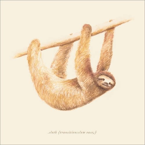 Posterlounge Leinwandbild 120 x 120 cm: CSS Animals Sloth von Florent Bodart - fertiges Wandbild, Bild auf Keilrahmen, Fertigbild auf echter Leinwand, Leinwanddruck