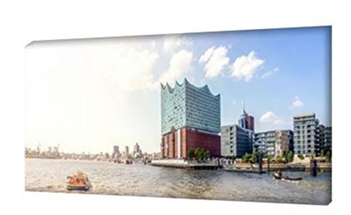 Homedeco-24 Wandbild Leinwand, Hamburg - Hafen und Elbphilharmonie 80 x 120 cm