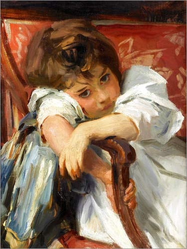 Leinwandbild 100 x 130 cm: Porträt eines Kindes von John Singer Sargent - fertiges Wandbild, Bild auf Keilrahmen, Fertigbild auf echter Leinwand, Leinwanddruck