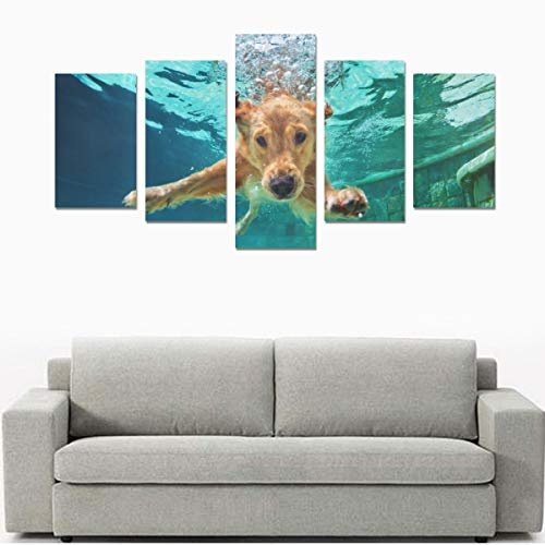 Interessante Unterwasser Schwimmen Hunde (kein Rahmen) Leinwanddruck Sets Wandkunst Bild 5 Stücke Gemälde Poster Drucke Foto Bild Auf Leinwand Fertig Zum Aufhängen Für Wohnzimmer Schlafzimmer Home Of