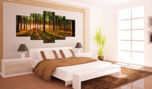 murando - Bilder 200x100 cm Vlies Leinwandbild 5 TLG Kunstdruck modern Wandbilder XXL Wanddekoration Design Wand Bild - Wald Natur b-B-0027-b-o