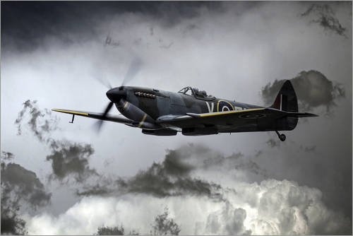 Posterlounge Leinwandbild 30 x 20 cm: Spitfire TE311 von airpowerart - fertiges Wandbild, Bild auf Keilrahmen, Fertigbild auf echter Leinwand, Leinwanddruck