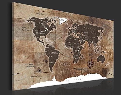 murando - Weltkarte Pinnwand 120x80 cm Bilder mit Kork Rückwand 1 Teilig Vlies Leinwandbild Korktafel Fertig Aufgespannt Wandbilder XXL Kunstdrucke Landkarte k-C-0050-p-d