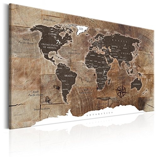 murando - Weltkarte Pinnwand 120x80 cm Bilder mit Kork Rückwand 1 Teilig Vlies Leinwandbild Korktafel Fertig Aufgespannt Wandbilder XXL Kunstdrucke Landkarte k-C-0050-p-d