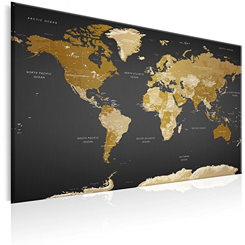 murando - Weltkarte Pinnwand 120x80 cm Bilder mit Kork Rückwand 1 teilig Vlies Leinwandbild Korktafel Fertig Aufgespannt Wandbilder XXL Kunstdrucke Landkarte Kontinent k-A-0104-p-c
