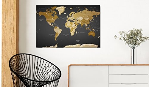 murando - Weltkarte Pinnwand 120x80 cm Bilder mit Kork Rückwand 1 teilig Vlies Leinwandbild Korktafel Fertig Aufgespannt Wandbilder XXL Kunstdrucke Landkarte Kontinent k-A-0104-p-c