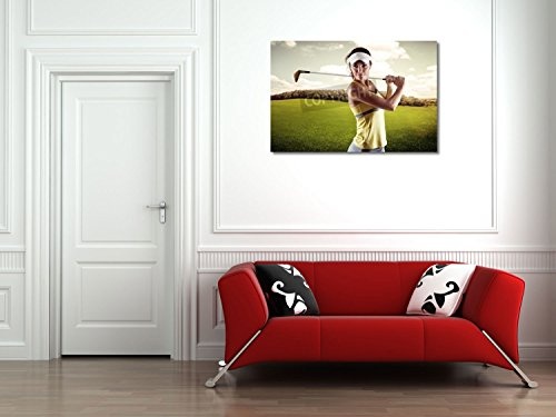 Golf Spielen - 60x40 cm - Textil-Leinwandbild auf Keilrahmen - Wand-Bild - Kunst, Gemälde, Foto, Bild auf Leinwand - Sport