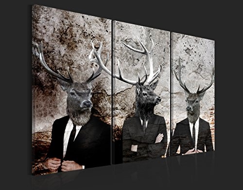 murando - Bilder Hirsch 120x80 cm Vlies Leinwandbild 3 Teilig Kunstdruck modern Wandbilder XXL Wanddekoration Design Wand Bild - Tiere Abstrakt g-C-0059-b-e