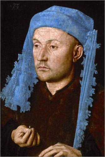 Posterlounge Leinwandbild 80 x 120 cm: Mann mit Einer blauen Kappe von Albrecht Dürer - fertiges Wandbild, Bild auf Keilrahmen, Fertigbild auf echter Leinwand, Leinwanddruck