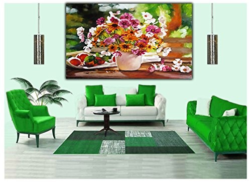 Leinwandbild, Motiv Weiße und Violette Blumen, auf gerahmt, Holzkohlefarben, 40 x 30 inch(102x 76 cm)-18mm depth