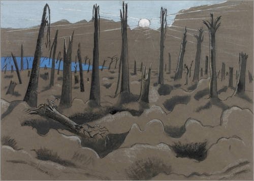 Posterlounge Leinwandbild 130 x 90 cm: Sonnenaufgang bei Inverness Copse von Paul Nash - fertiges Wandbild, Bild auf Keilrahmen, Fertigbild auf echter Leinwand, Leinwanddruck