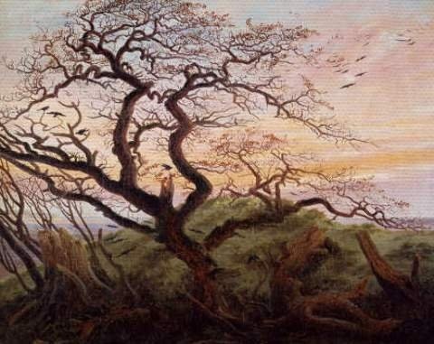 Leinwandbild auf Keilrahmen: Caspar David Friedrich, "The Tree of Crows, 1822", 68 x 54