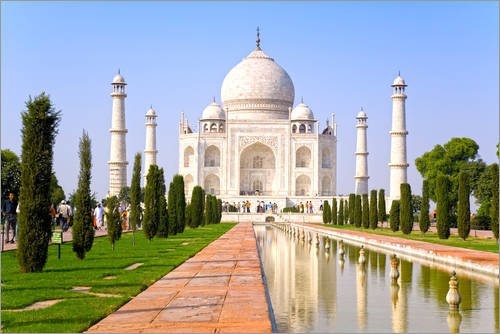 Posterlounge Leinwandbild 150 x 100 cm: Taj Mahal von Gavin Hellier/Robert Harding - fertiges Wandbild, Bild auf Keilrahmen, Fertigbild auf echter Leinwand, Leinwanddruck