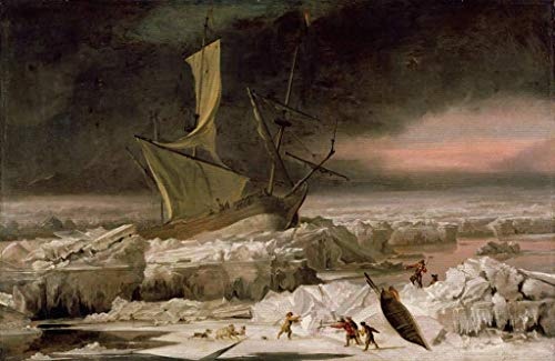 kunst für alle Leinwandbild: Abraham Danielsz. Hondius Arctic Adventure or A Ship in Distress Off Greenland c 1677" - hochwertiger Druck, Leinwand auf Keilrahmen, Bild fertig zum Aufhängen, 85x55 cm