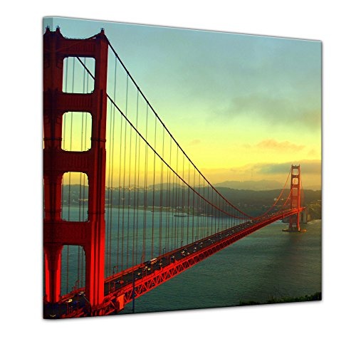 Wandbild - Golden Gate Bridge - San Francisco II - Bild auf Leinwand - 60 x 60 cm - Leinwandbilder - Bilder als Leinwanddruck - Städte & Kulturen - Amerika - USA - Brücke in Kalifornien