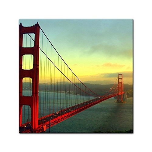 Wandbild - Golden Gate Bridge - San Francisco II - Bild auf Leinwand - 60 x 60 cm - Leinwandbilder - Bilder als Leinwanddruck - Städte & Kulturen - Amerika - USA - Brücke in Kalifornien