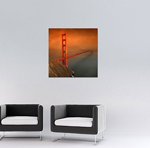 Keilrahmenbild - Golden Gate Bridge - San Francisco - Bild auf Leinwand - 80 x 80 cm - Leinwandbilder - Bilder als Leinwanddruck - Städte & Kulturen - Amerika - USA - Brücke in Kalifornien