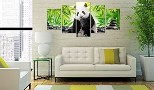 murando - Bilder 100x50 cm Vlies Leinwandbild 5 TLG Kunstdruck modern Wandbilder XXL Wanddekoration Design Wand Bild - Tier Panda Natur Landschaft Kinde g-C-0006-b-n