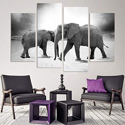 Vempires Bilder Wohnwand Wandbild Leinwandbilder Black and White Elephant Gestreckt Und Gerahmt Fertig Zum AufhäNgen