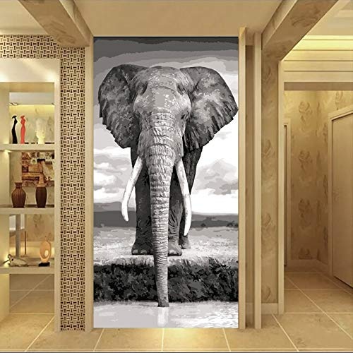 w15Y8 Hd Prints Animals Oil Painting Grey Elephants Picture Prints Poster Canvas Painting Wall Art Prints for Living Room Home Decor70X140Cm No Frame