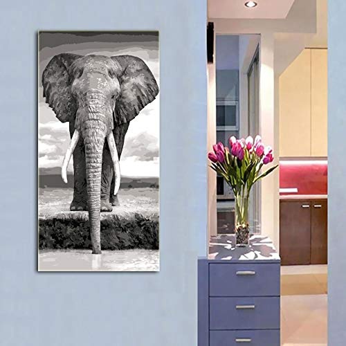 w15Y8 Hd Prints Animals Oil Painting Grey Elephants Picture Prints Poster Canvas Painting Wall Art Prints for Living Room Home Decor70X140Cm No Frame