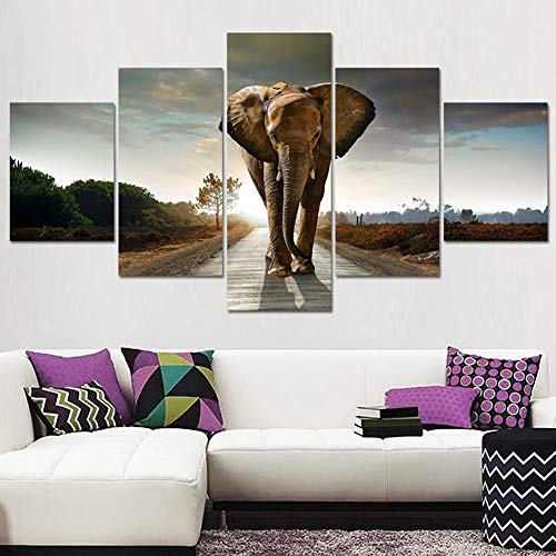 ZLQF Wandbilder Leinwandbilder Kunst Elephants Landscape...