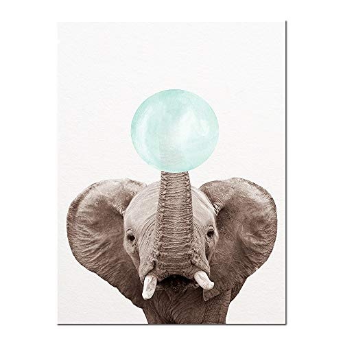 ZJMI Leinwanddrucke,Tier Poster Elephant Canvas Nursery Wall Kunstdruck Malerei Nordic Bild Kinderzimmer Dekoration, 50 * 70Cm Ohne Rahmen